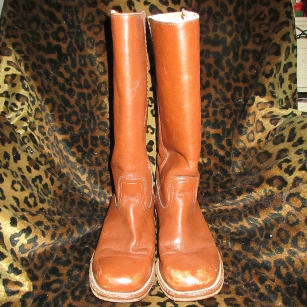 FRYE SADDLE LEATHER CAMPUS BOOTS MEN 9 D USA MADE